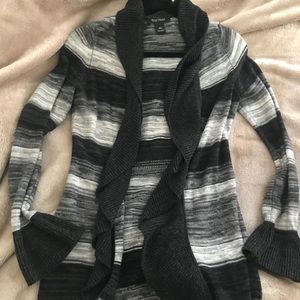 Whbm xs sweater cardigan, flare cuff, gray shades